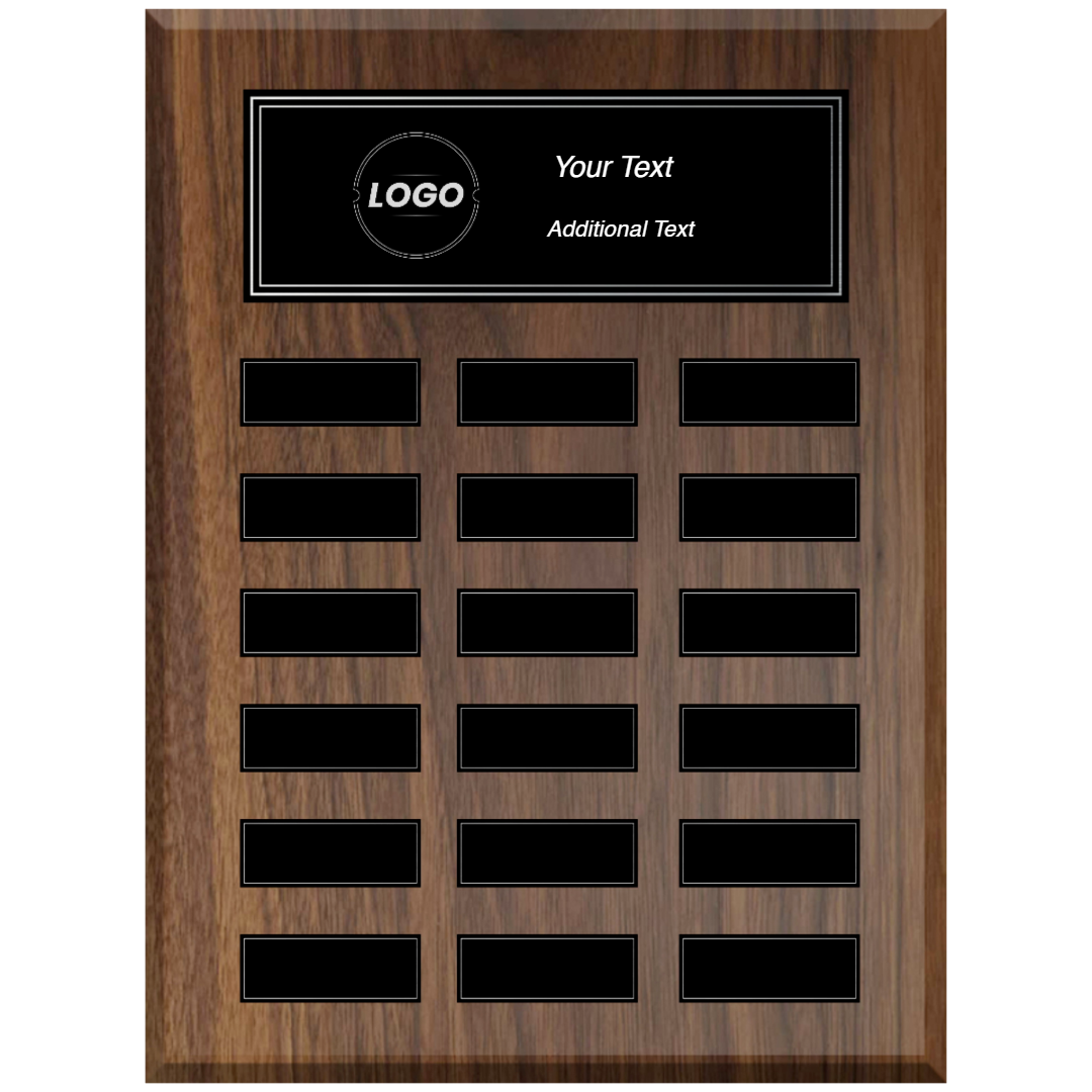 Walnut & Black 18 Plate Perpetual Plaque