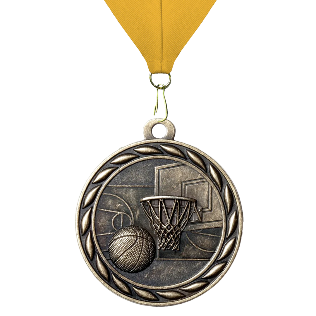 Basketball Sculptured 2" Neck Award Medals