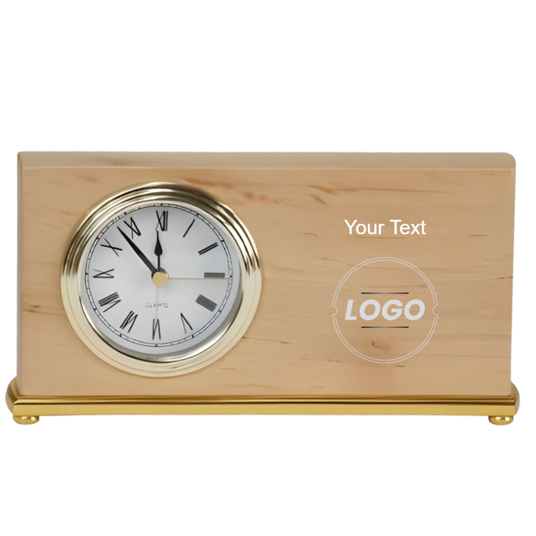 Horizontal Red Alder Desk Clock