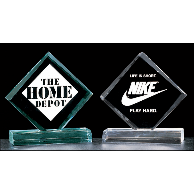 Jade or Clear Diamond Acrylic Stand Up Award