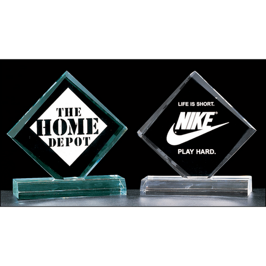 Jade or Clear Diamond Acrylic Stand Up Award