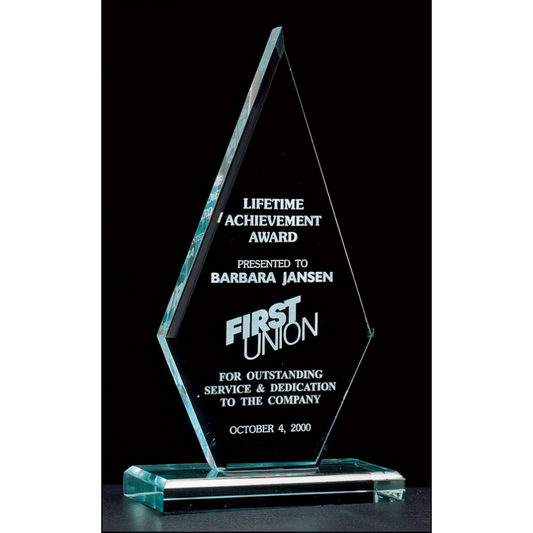 Elite Diamond Jade Acrylic Stand Up Award