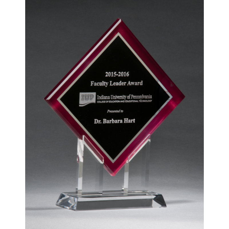 Red and Black Acrylic Diamond Stand Up Award