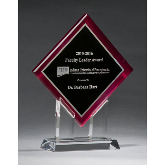 Red and Black Acrylic Diamond Stand Up Award