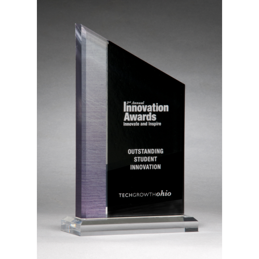 Black Acrylic Stand up Award with Silver Accent