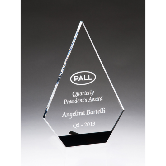 Diamond Series Clear Acrylic Stand Up Award with Black Accent