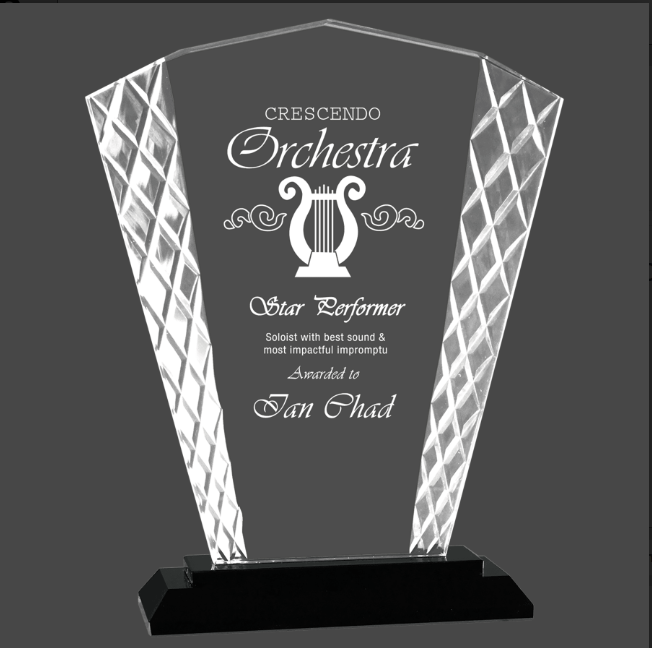 Fan Accent Glass Stand Up Award