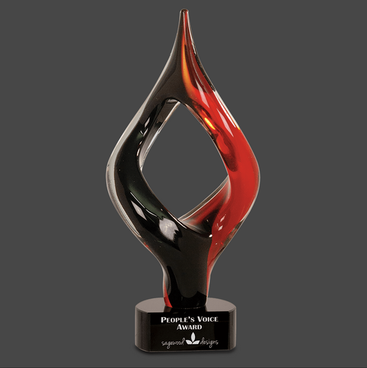 Red and Black Twist Art Glass Stand Up Award