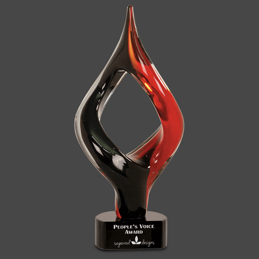 Red and Black Twist Art Glass Stand Up Award