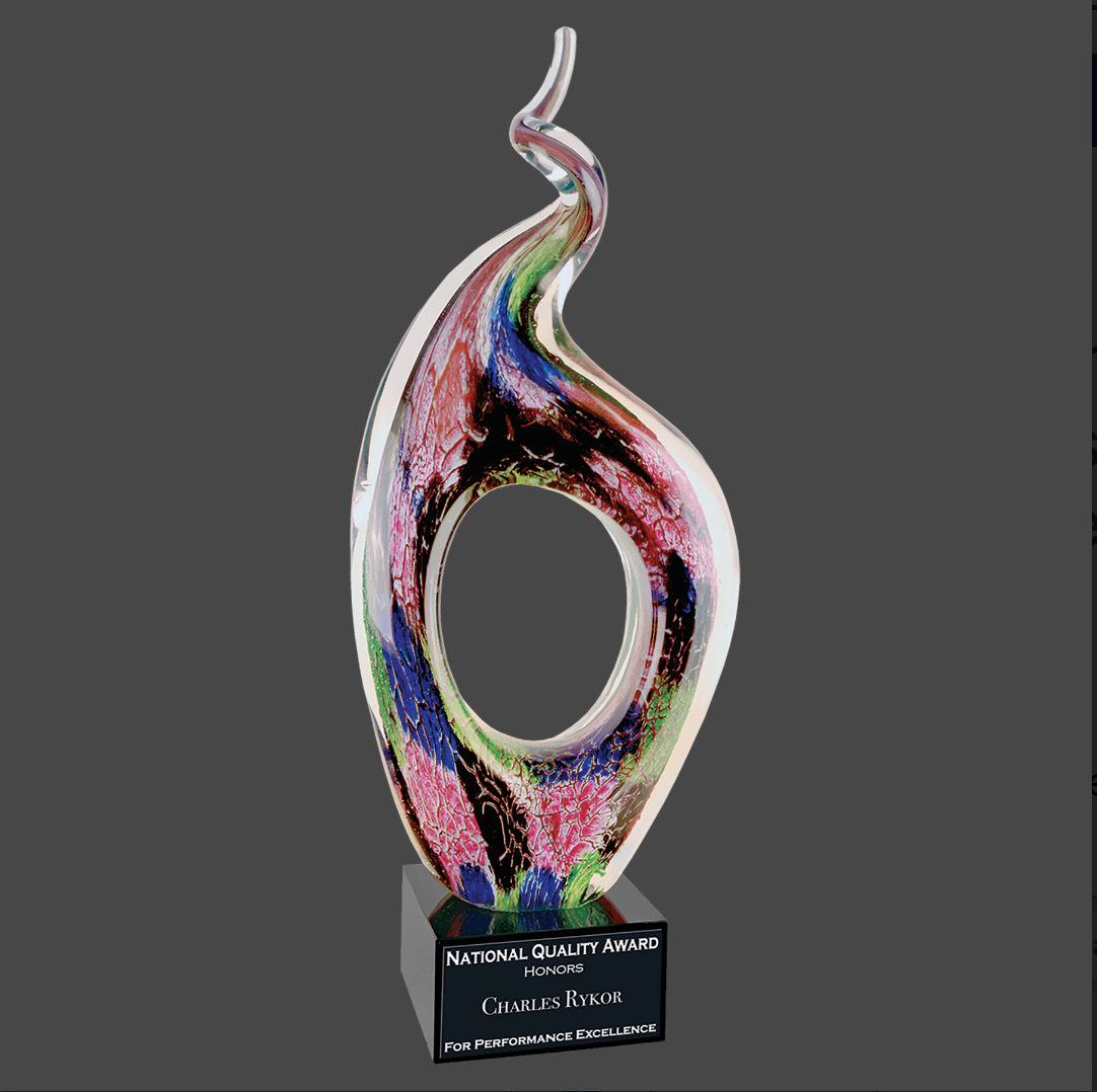 Twist Top Art Glass Stand Up Award