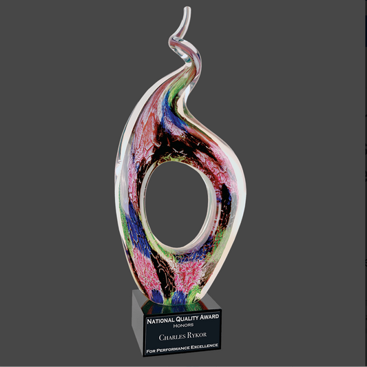 Twist Top Art Glass Stand Up Award