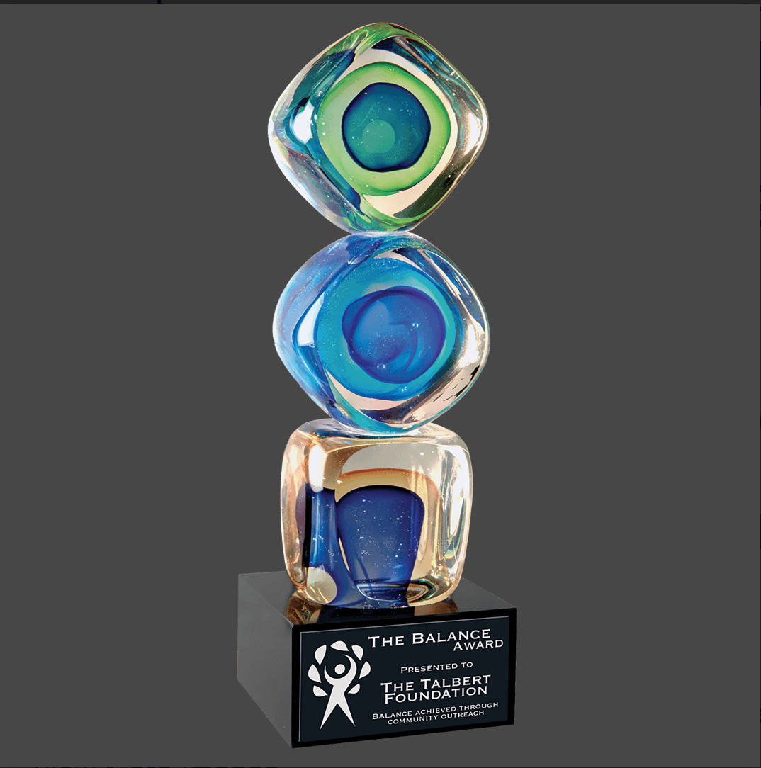 Stacked Blocks Art Glass Stand Up Award