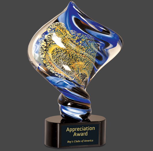 Diamond Twist Art Glass Stand Up Award