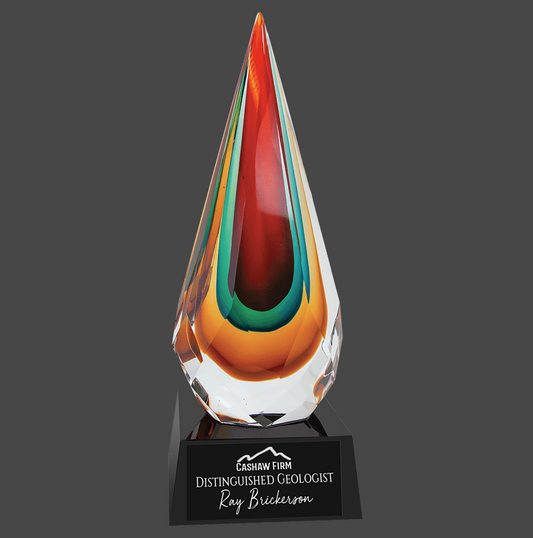 Faceted Raindrop Art Glass Stand Up Award