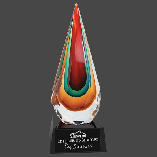 Faceted Raindrop Art Glass Stand Up Award