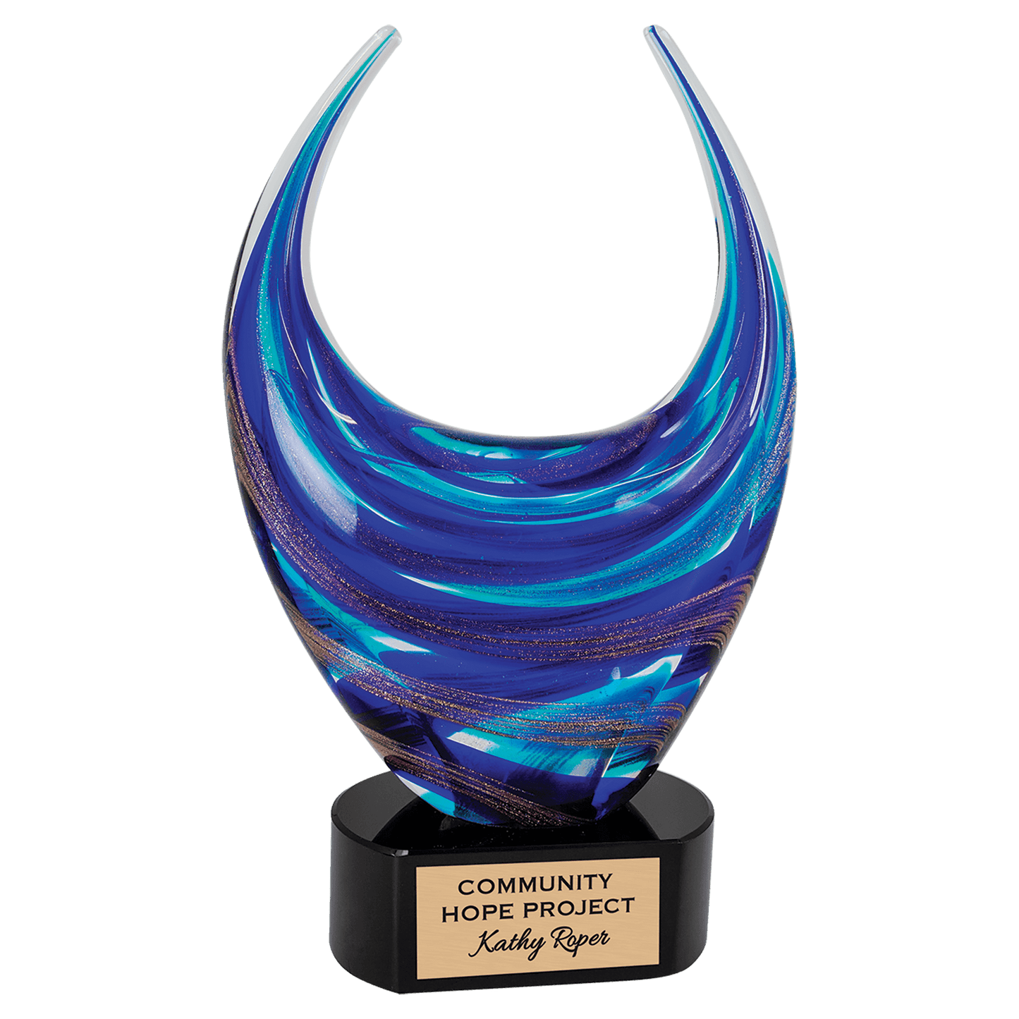 Dual Rising Art Glass Sculpture Stand up Awards