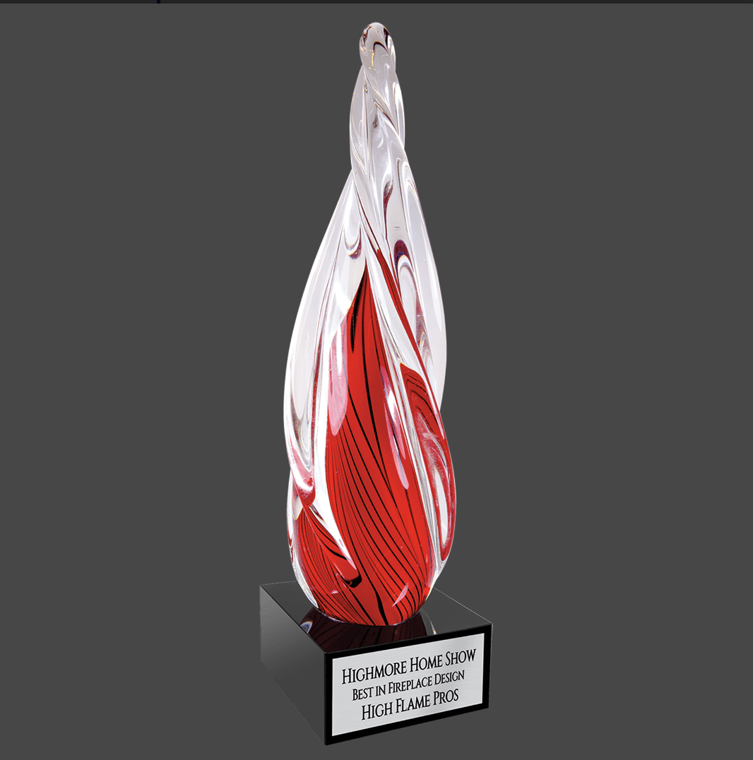 Red Twisted Spire Art Glass Stand Up Award