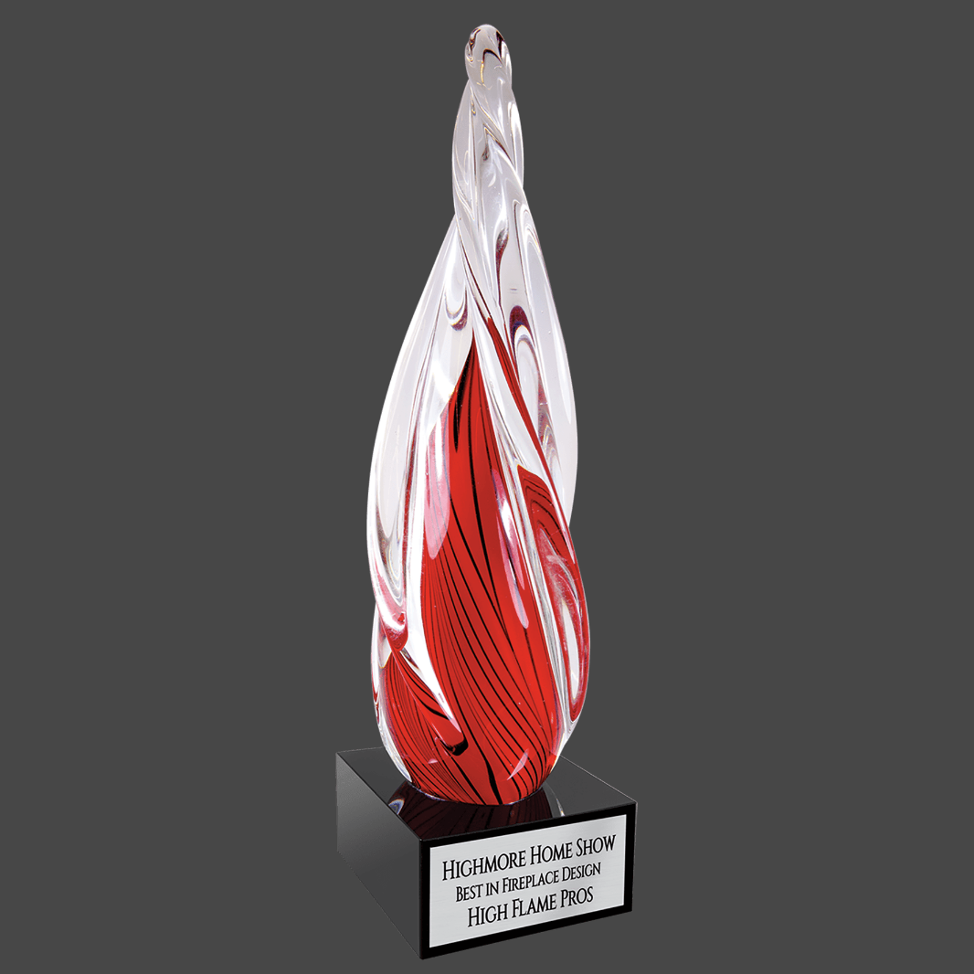 Red Twisted Spire Art Glass Stand Up Award
