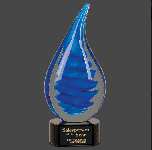 Blue Twist Art Glass Stand Up Award