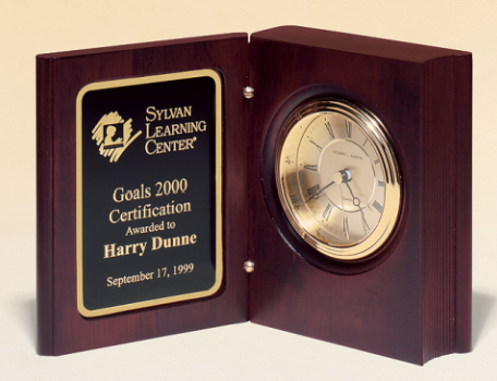 Rich Mahogany Finish Book Clock