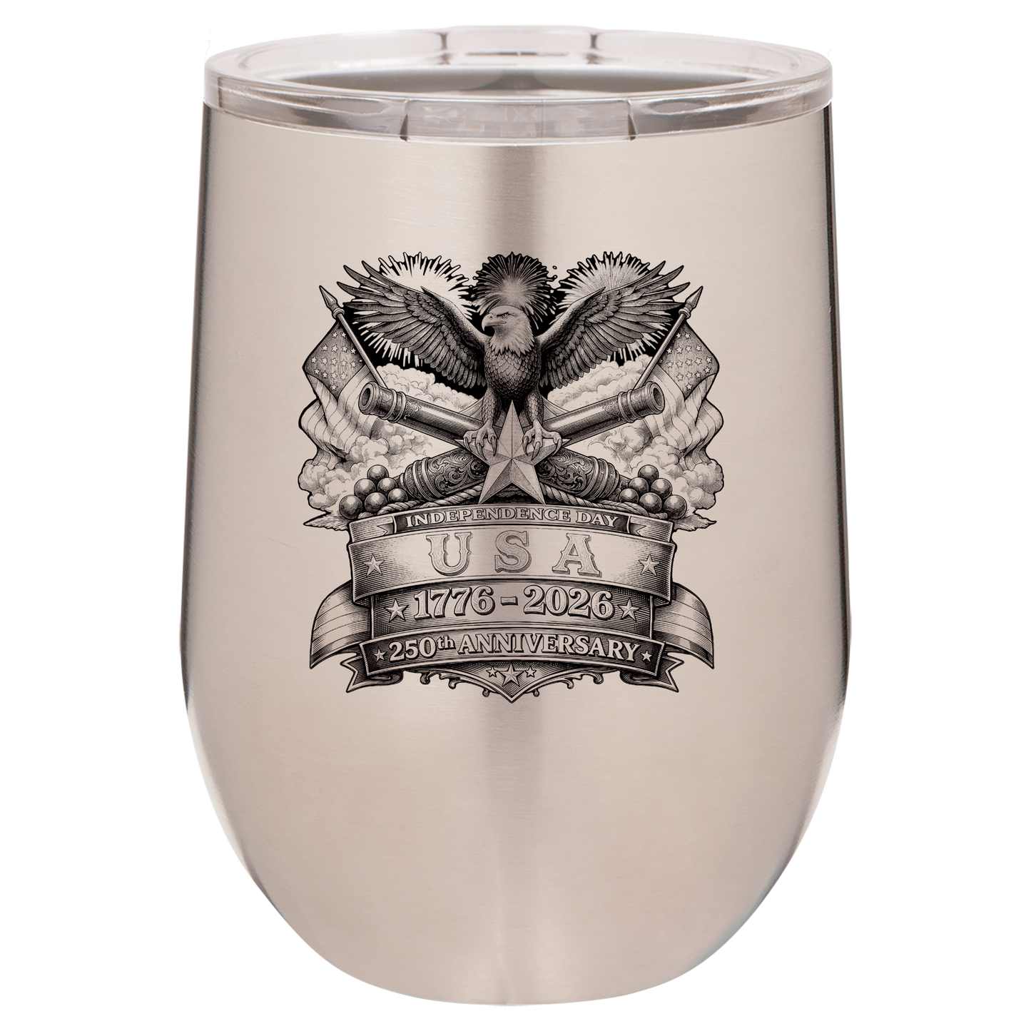 4th of July Stemless 12oz Wine Cups
