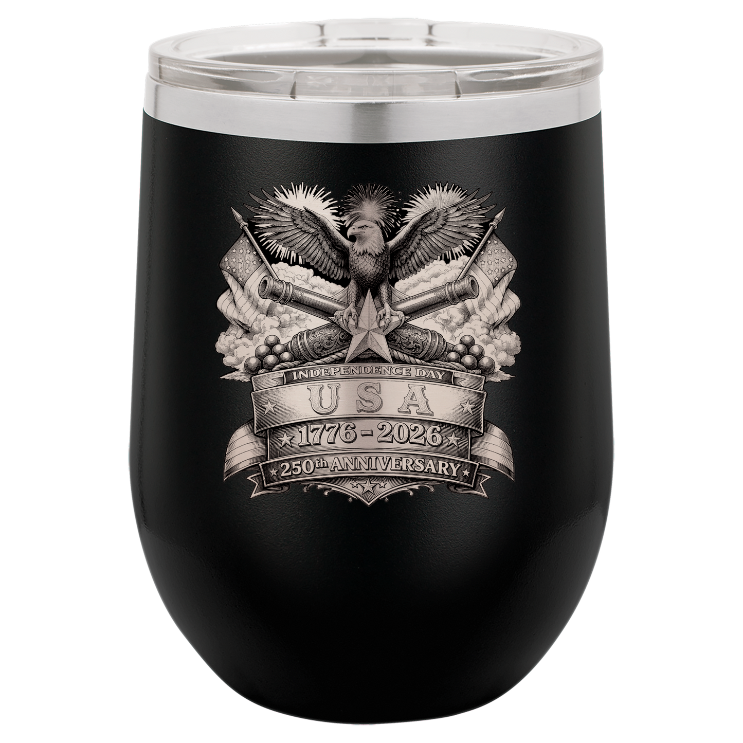 4th of July Stemless 12oz Wine Cups