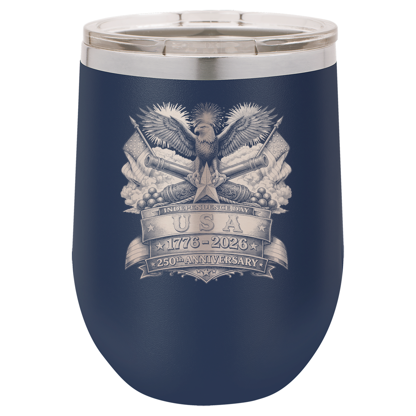 4th of July Stemless 12oz Wine Cups
