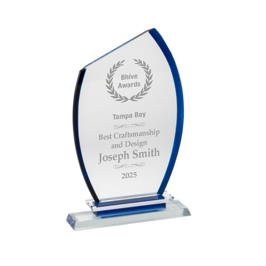 Blue Crystal Semi Oval Award
