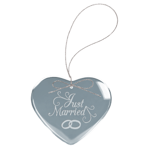 3" Clear Heart Glass Ornament with Silver String