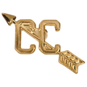 Gold Cross Country Metal Chenille Letter Insignia
