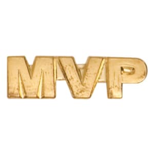 Gold MVP Metal Chenille Letter Insignia