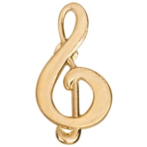 Gold Music Treble Clef Metal Chenille Letter Insignia