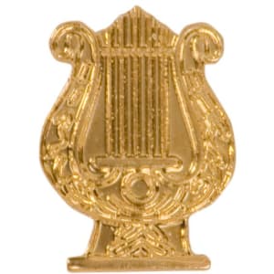 Gold Music Lyre Metal Chenille Letter Insignia