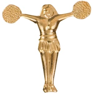 Gold Pom Pom Girl Metal Chenille Letter Insignia