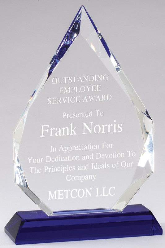 Arrowhead Crystal Award with Blue Base