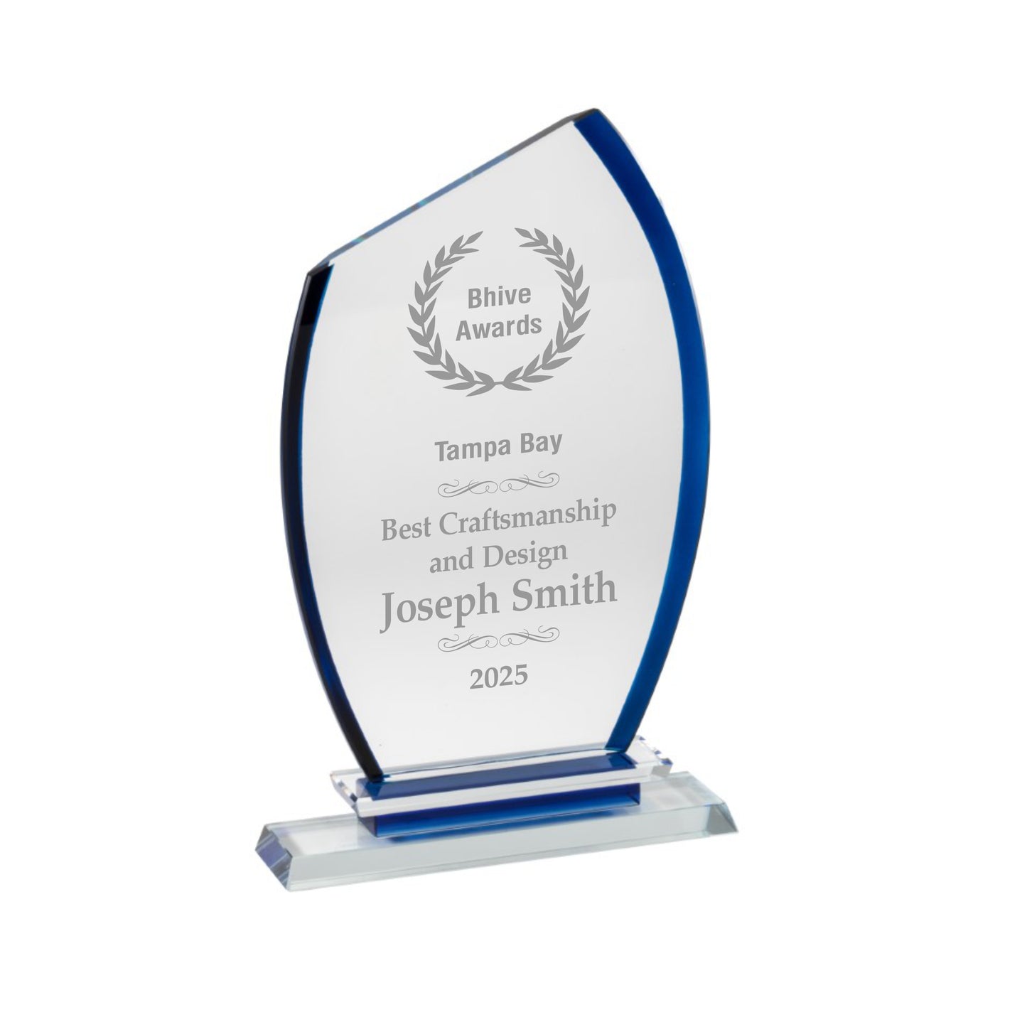 Blue Crystal Semi Oval Award