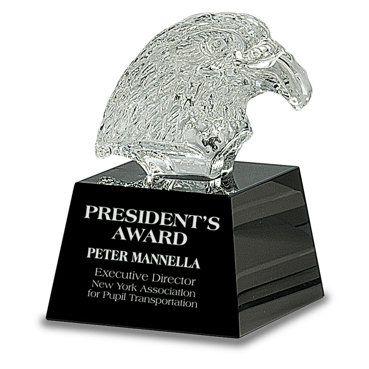 Clear Crystal Eagle on Black Crystal Base Stand Up Award