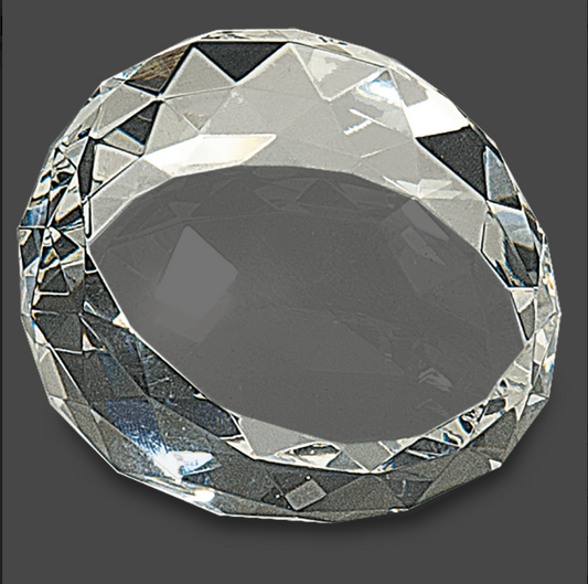 Clear Round Crystal Facet Paperweight