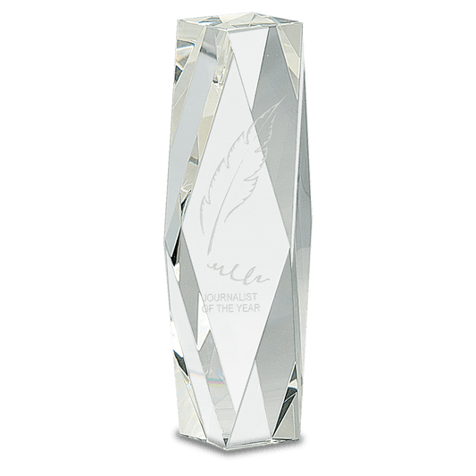 CRY888990 Clear Crystal Facet Tower Award Statue Executive Corporate Sales Recognition Award