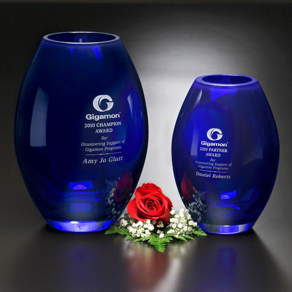 Crystal Cobalt Barrel Vase