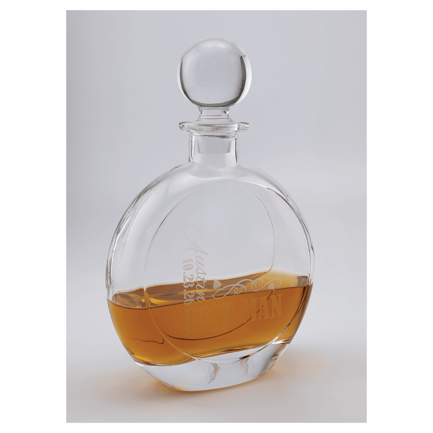 750 mL Flat Round Glass Decanter