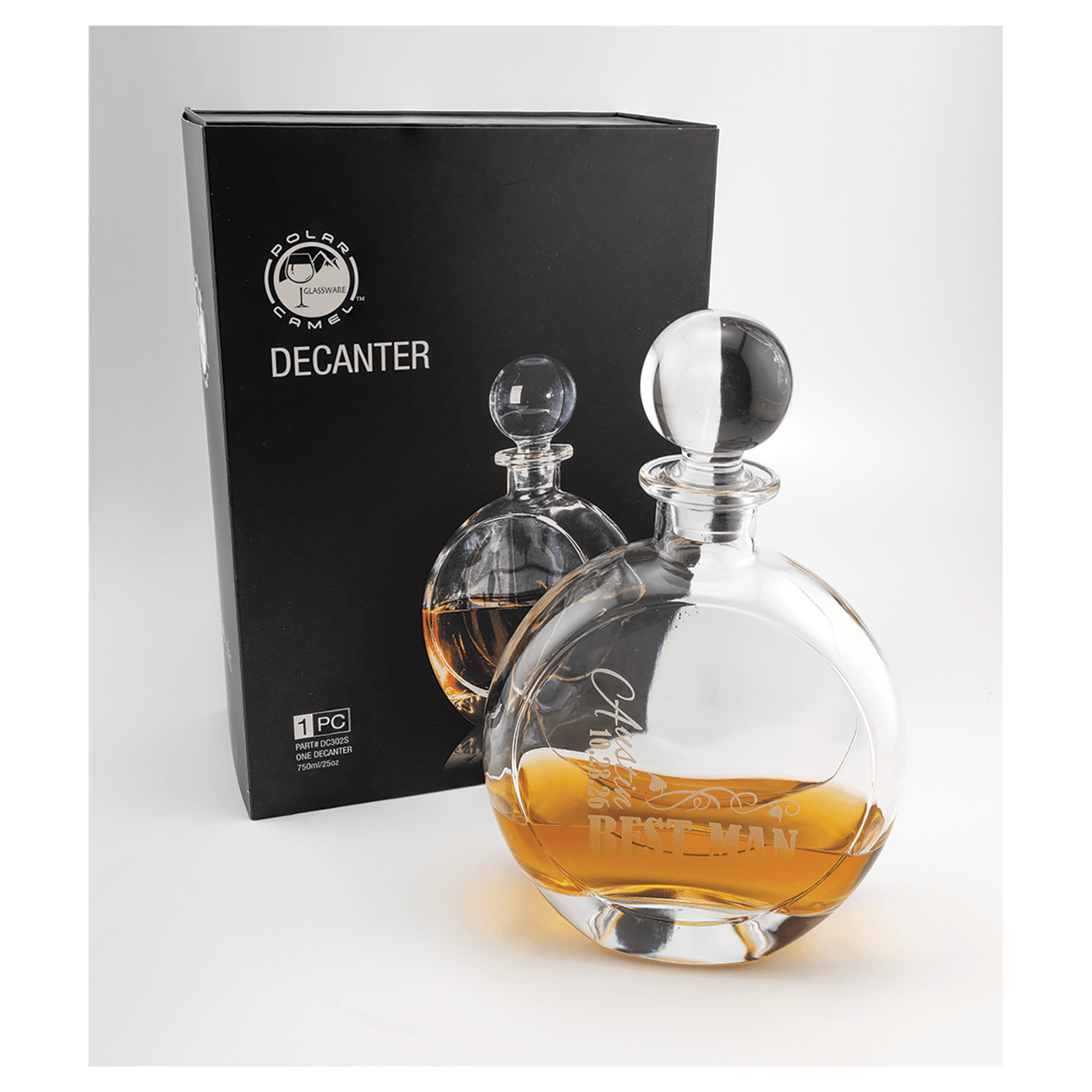 750 mL Flat Round Glass Decanter