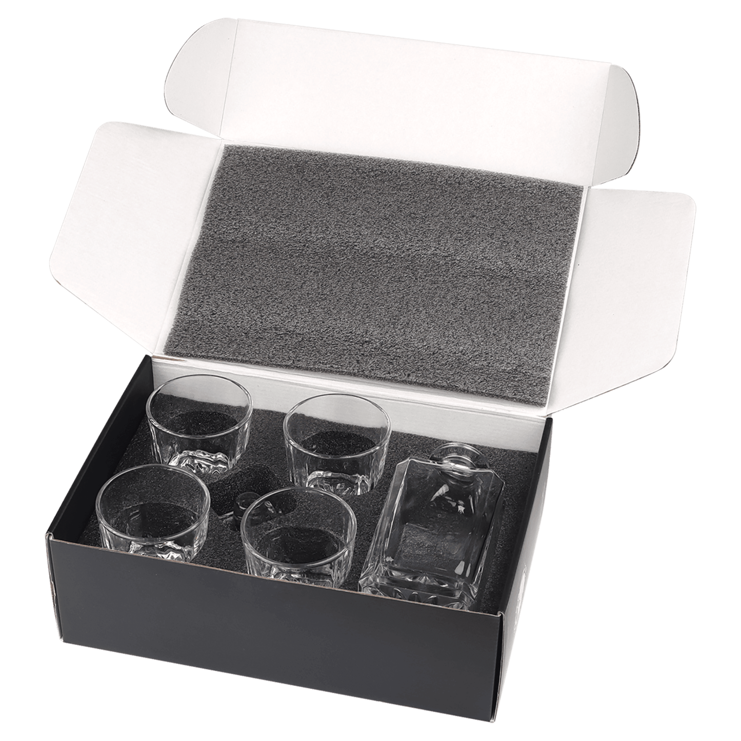 Square 750mL Glass Decanter Set with Four 11 oz. Rocks Glasses