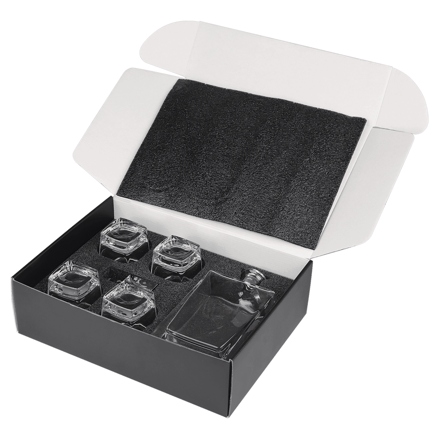 810mL Rectangle Glass Decanter Set with Four 8 oz. Rocks Glasses