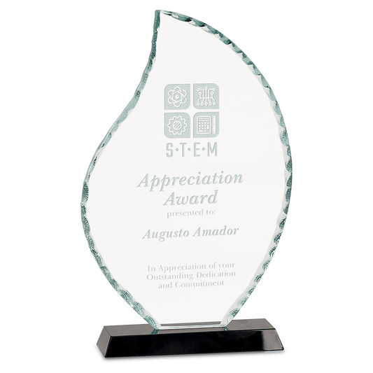Flame Facet Glass on Black Base Stand Up Award