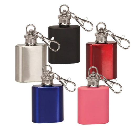 BHFSK1 1 oz. Flask Keychain - Multiple Colors - Wedding Engagement Party Favor Bachelor Bachelorette Promotional Product Personalized Laser Engraved Corporate Executive Gift