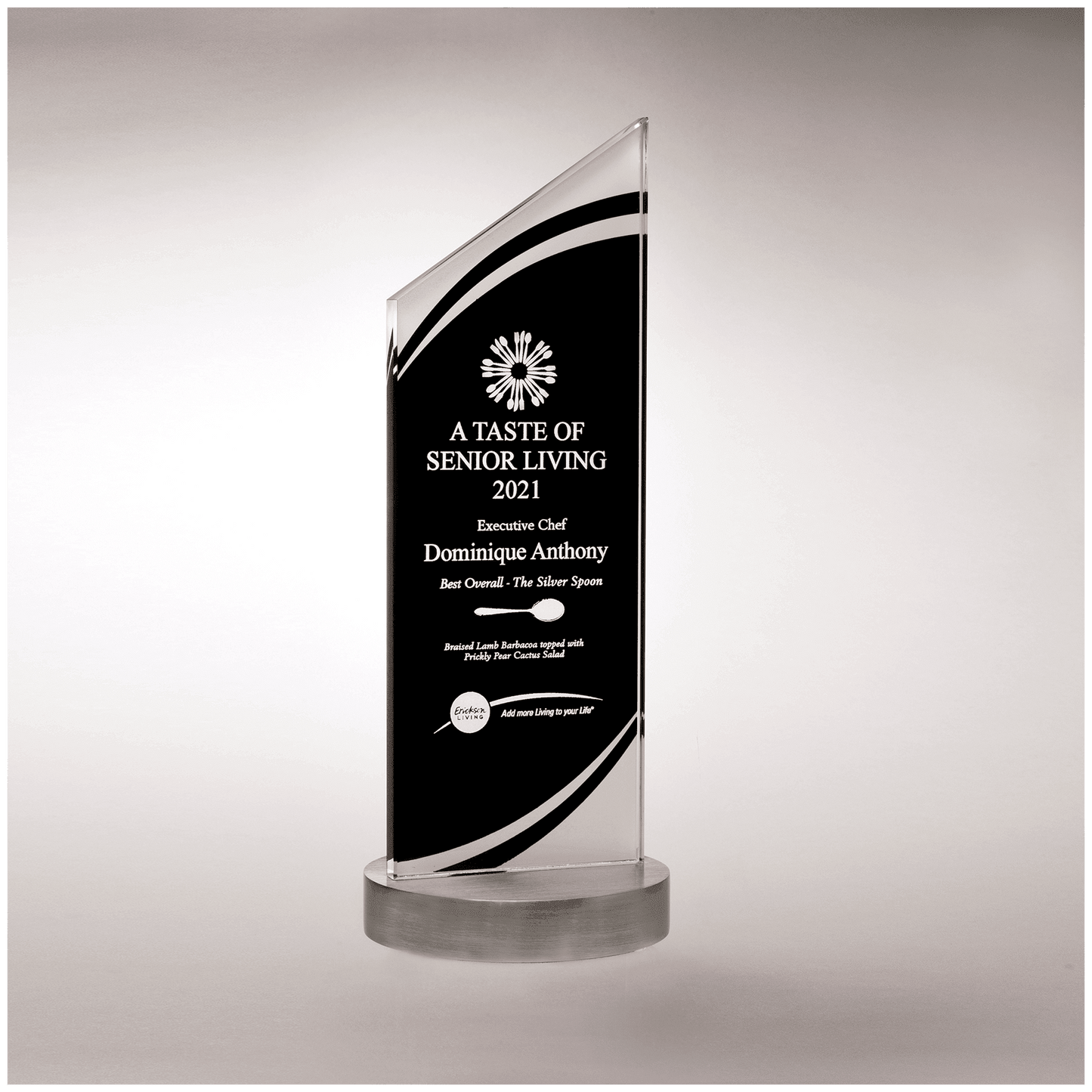 Thick Zenith Series Black Silkscreened Glass with Frosted Accents, Heavy Aluminum Base
