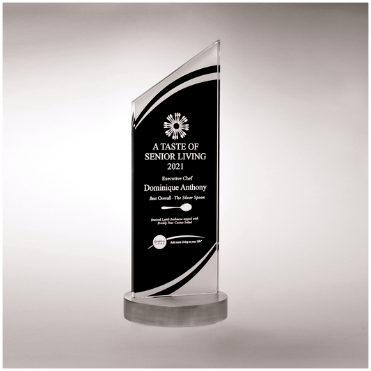 Thick Zenith Series Black Silkscreened Glass with Frosted Accents, Heavy Aluminum Base