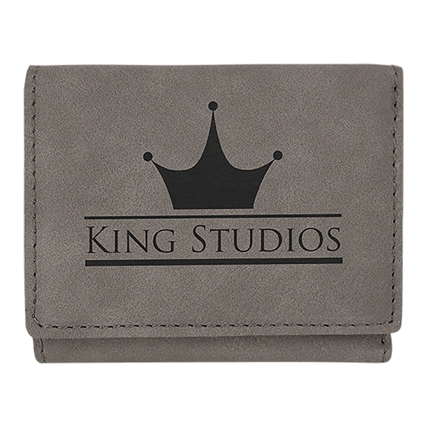 Gray Vegan Leather Trifold Wallet