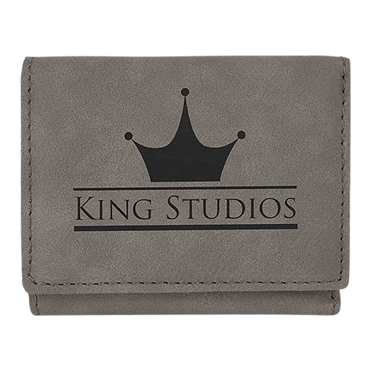 Gray Vegan Leather Trifold Wallet